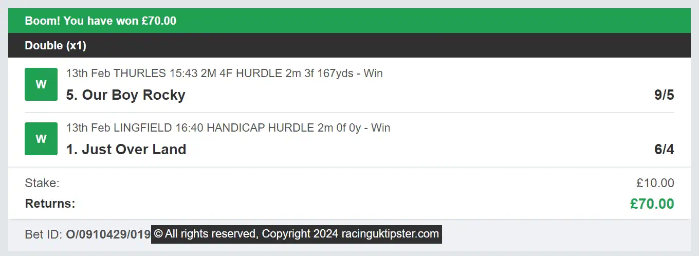Racing UK Tipster - Winner - Multi - 2024-02-13