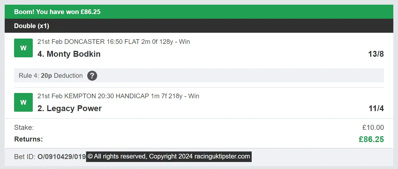 Racing UK Tipster - Winner - Multi - 2024-02-21