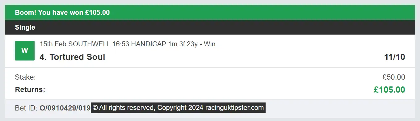 Racing UK Tipster - Winner 1 - 2024-02-15