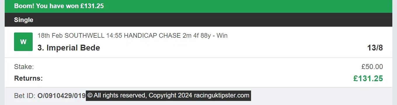 Racing UK Tipster - Winner 1 - 2024-02-18