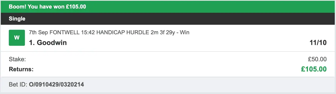 Racing UK Tipster - Winner 1 - 2025-09-07
