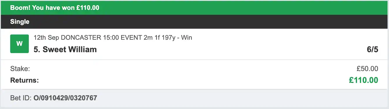 Racing UK Tipster - Winner 1 - 2025-09-12