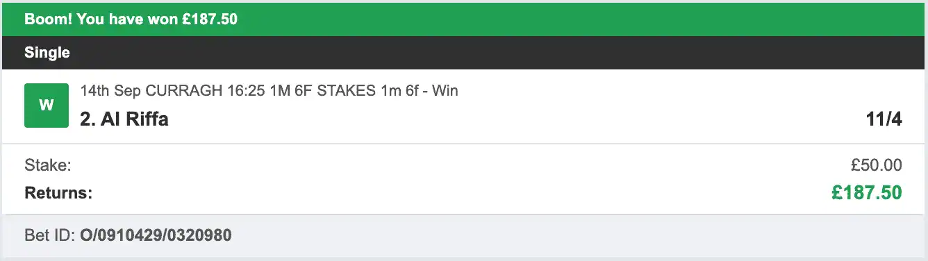 Racing UK Tipster - Winner 1 - 2025-09-14