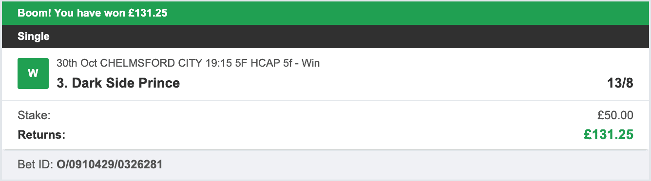 Racing UK Tipster - Winner 1 - 2025-10-30