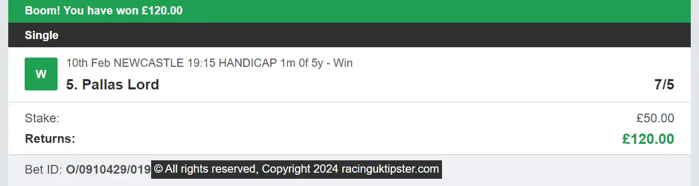 Racing UK Tipster - Winner 2 - 2024-02-10
