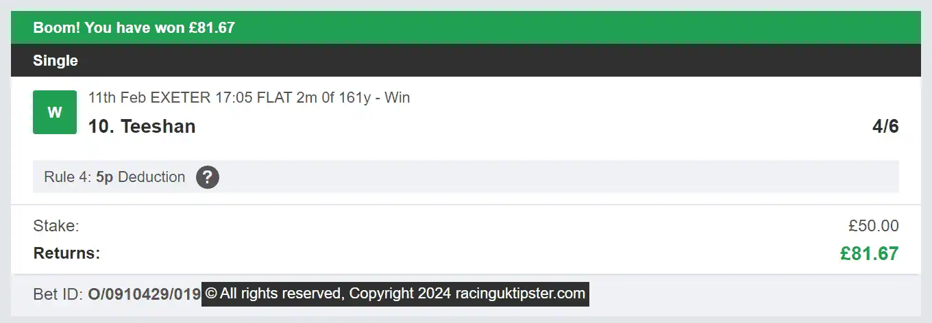 Racing UK Tipster - Winner 2 - 2024-02-11