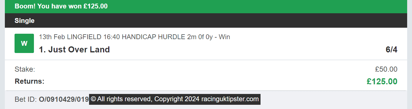 Racing UK Tipster - Winner 2 - 2024-02-13