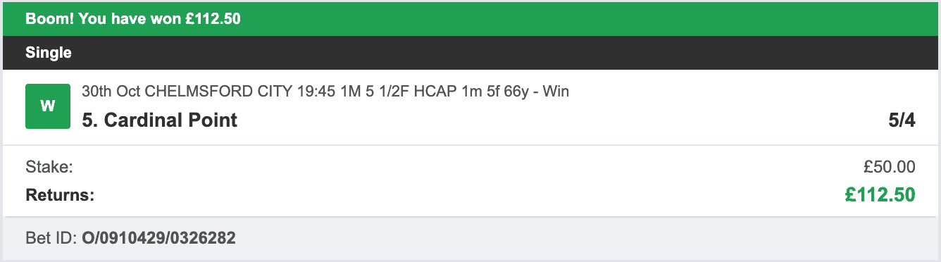 Racing UK Tipster - Winner 2 - 2025-10-30