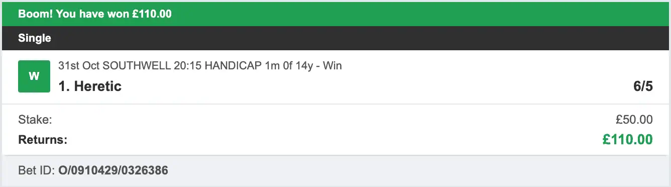 Racing UK Tipster - Winner 2 - 2025-10-31